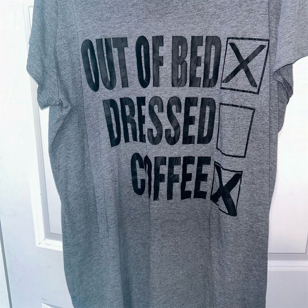 Cacique Women's Plus Size 24 Gray Graphic T-Shirt "Out of Bed Dressed" - Picture 2 of 5